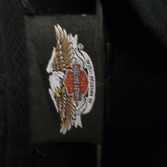 EUC HARLEY DAVIDSON Long sleeve hooded 1/4 button up ribbed top. Black&white XS - Picture 2 of 7